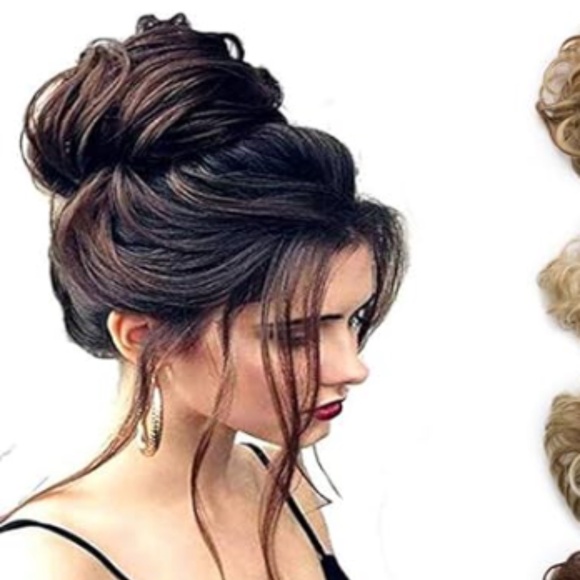 Hair Bun Pony Tail Extensions Messy Wavy Curly Dish  Scrunchie Hairpiece - Picture 5 of 5